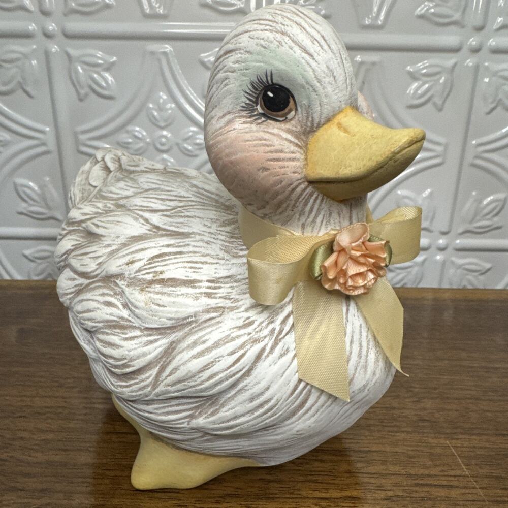 Vtg Dona Ceramic Painted Duck Duckling Mold Pink Farmhouse Country Core Small